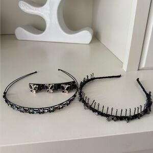 90’S Y2K Vintage Headbands Clips Hair Accessories Beaded X 3 LOT